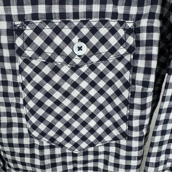 Bit & Bridle Navy and White Plaid Checkered Button Down Shirt Size Large - Picture 6 of 7